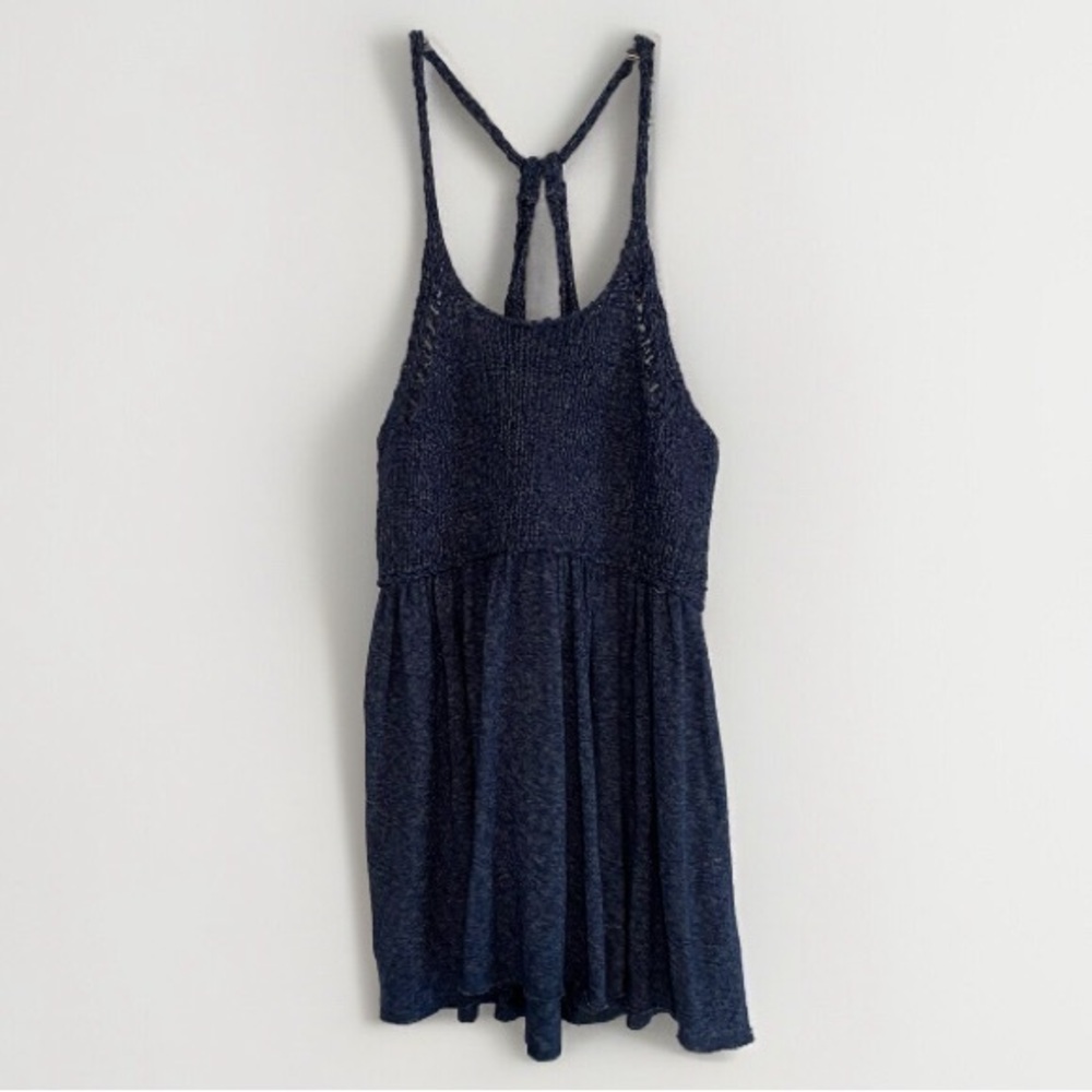 Free People Blue Knit Free Mountain View Long Knit Sweater Top/Dress XS
